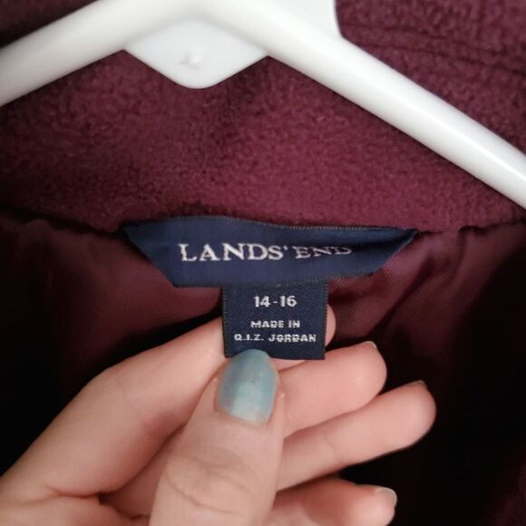 LAND'S END Fleece Double Breasted Pea Coat Plum Purple Women's Size XL - Picture 3 of 5